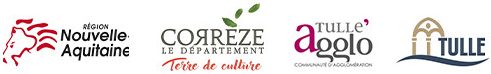 Bandeau des logos des partenaires : Région Nouvelle-Aquitaine, Département de la Corrèze, Tulle Agglo, Ville de Tulle